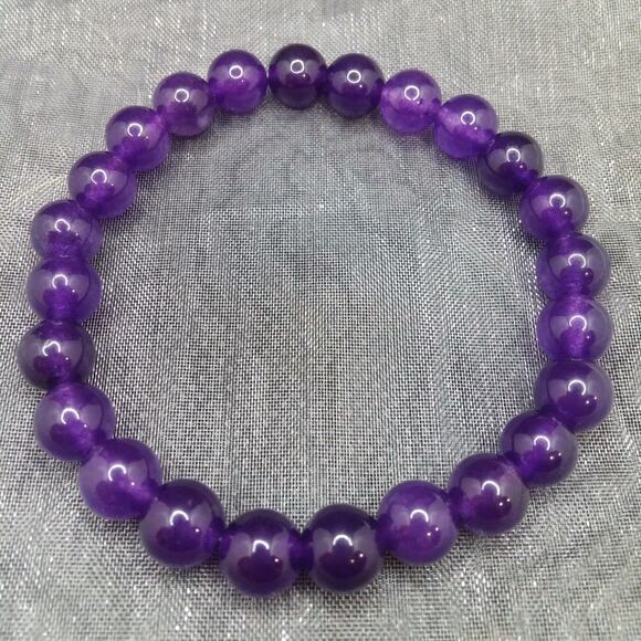 Amethyst Gemstone Bracelet Artisan Purple Beaded Bohemian Stretch Natural New - Picture 3 of 9